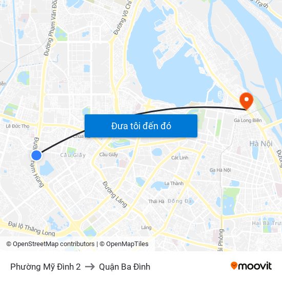 Phường Mỹ Đình 2 to Quận Ba Đình map