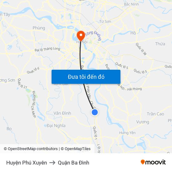 Huyện Phú Xuyên to Quận Ba Đình map
