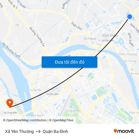 Xã Yên Thường to Quận Ba Đình map