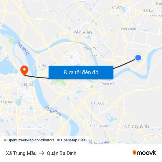 Xã Trung Mầu to Quận Ba Đình map