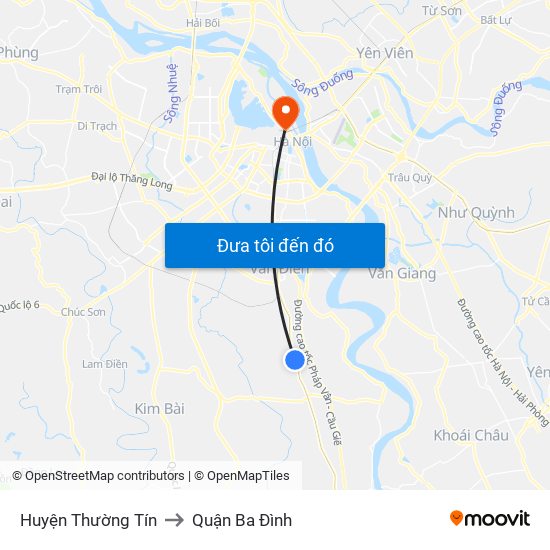 Huyện Thường Tín to Quận Ba Đình map