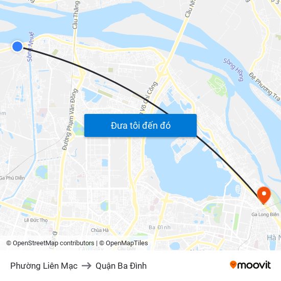 Phường Liên Mạc to Quận Ba Đình map