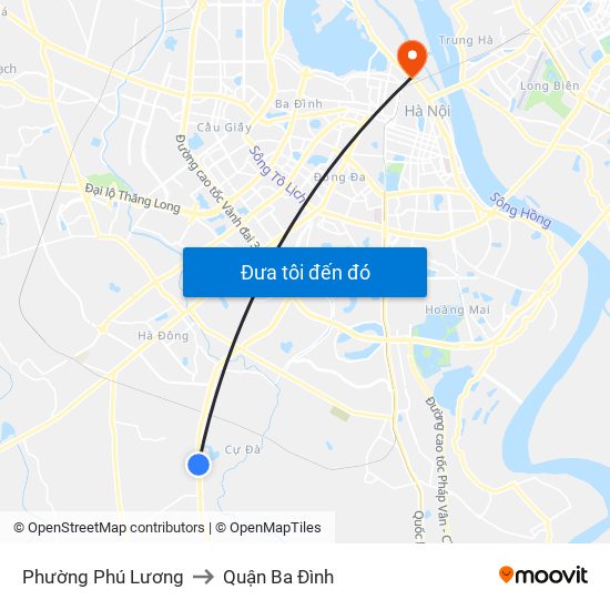Phường Phú Lương to Quận Ba Đình map
