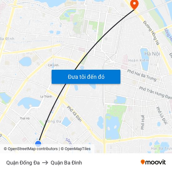 Quận Đống Đa to Quận Ba Đình map