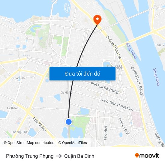 Phường Trung Phụng to Quận Ba Đình map