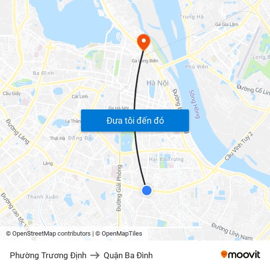 Phường Trương Định to Quận Ba Đình map