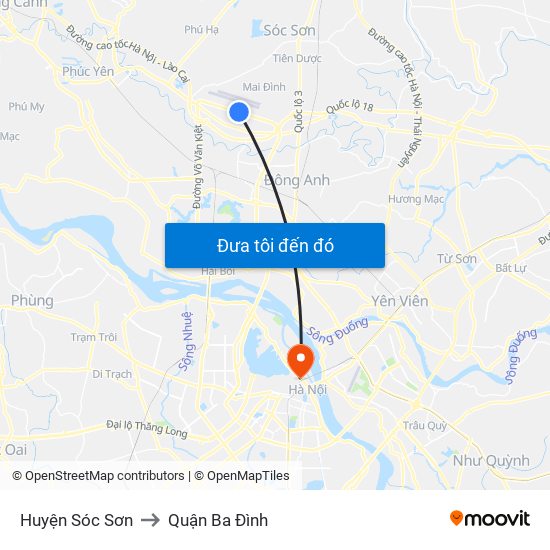 Huyện Sóc Sơn to Quận Ba Đình map