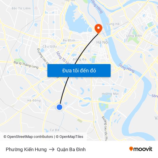 Phường Kiến Hưng to Quận Ba Đình map