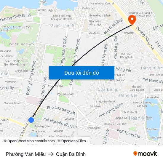 Phường Văn Miếu to Quận Ba Đình map