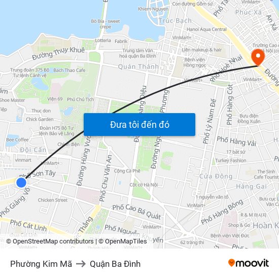 Phường Kim Mã to Quận Ba Đình map