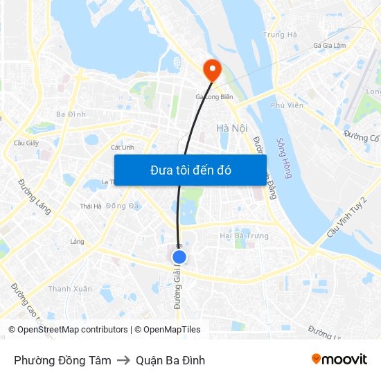 Phường Đồng Tâm to Quận Ba Đình map