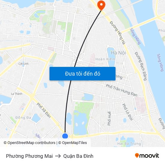 Phường Phương Mai to Quận Ba Đình map