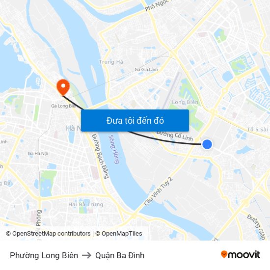 Phường Long Biên to Quận Ba Đình map
