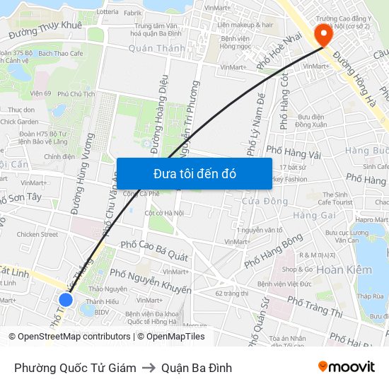 Phường Quốc Tử Giám to Quận Ba Đình map