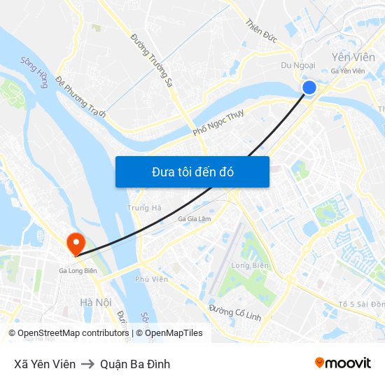 Xã Yên Viên to Quận Ba Đình map