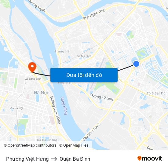 Phường Việt Hưng to Quận Ba Đình map