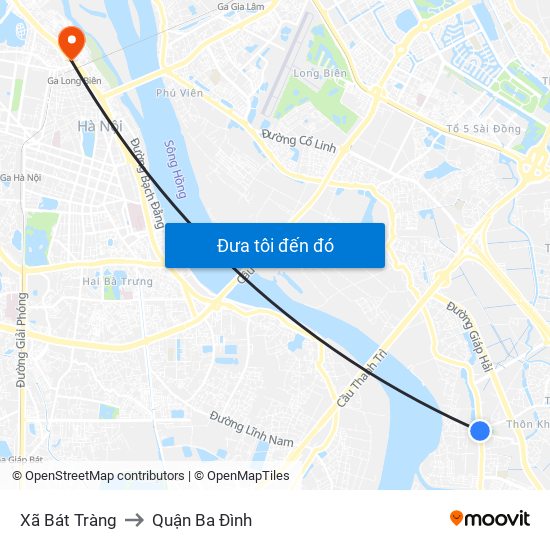 Xã Bát Tràng to Quận Ba Đình map