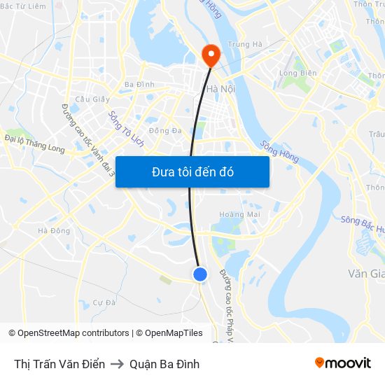 Thị Trấn Văn Điển to Quận Ba Đình map