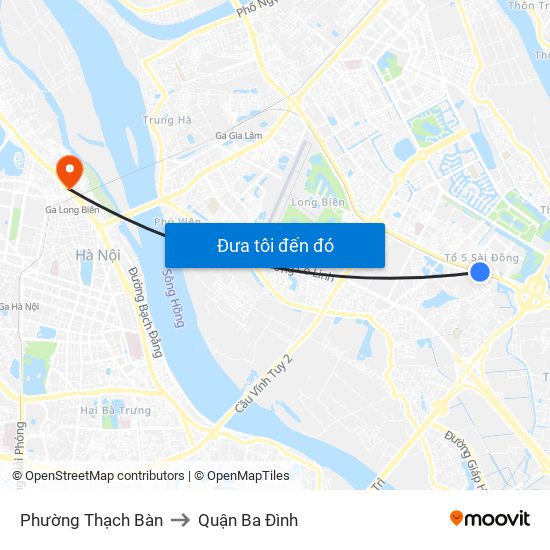 Phường Thạch Bàn to Quận Ba Đình map