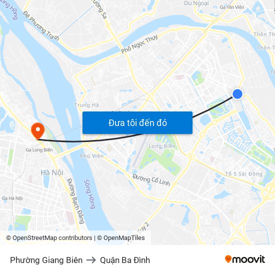 Phường Giang Biên to Quận Ba Đình map