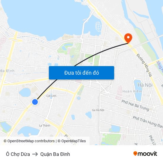 Ô Chợ Dừa to Quận Ba Đình map