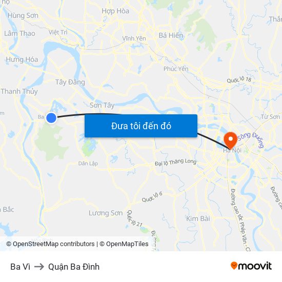 Ba Vì to Quận Ba Đình map