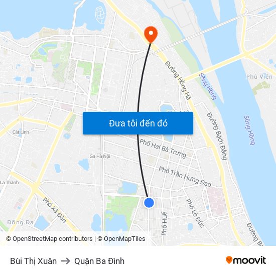 Bùi Thị Xuân to Quận Ba Đình map