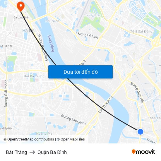 Bát Tràng to Quận Ba Đình map