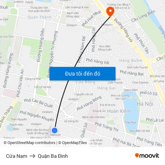 Cửa Nam to Quận Ba Đình map