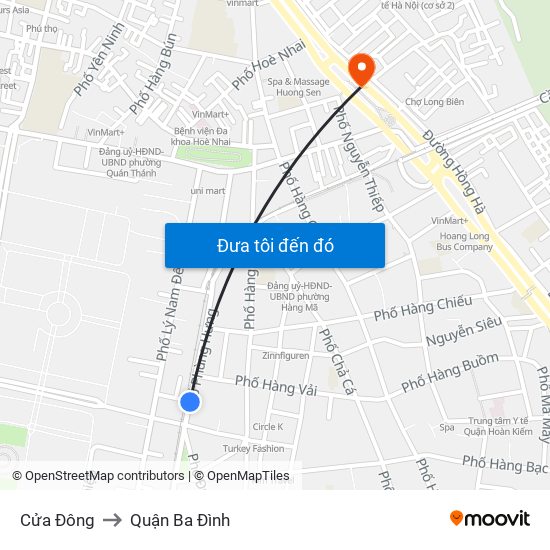 Cửa Đông to Quận Ba Đình map