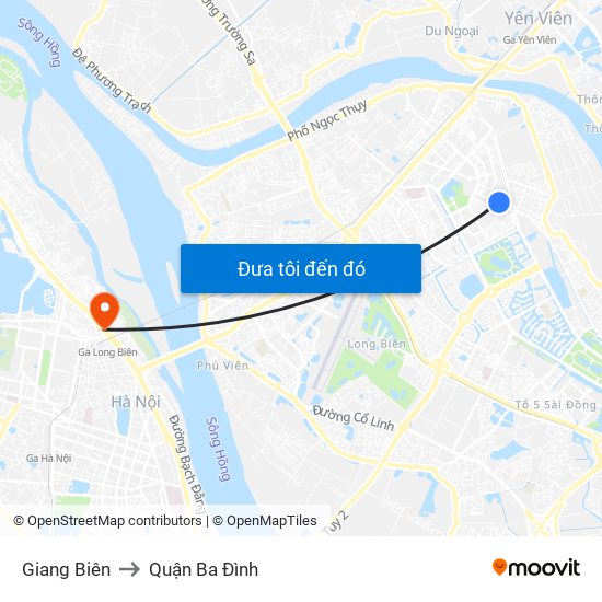 Giang Biên to Quận Ba Đình map