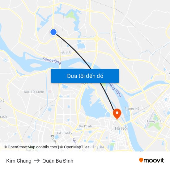 Kim Chung to Quận Ba Đình map