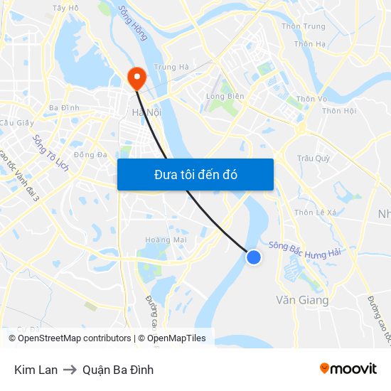 Kim Lan to Quận Ba Đình map