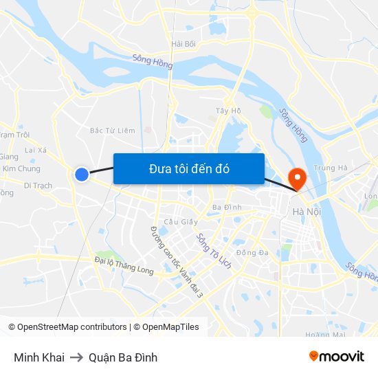 Minh Khai to Quận Ba Đình map