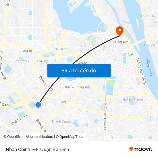 Nhân Chính to Quận Ba Đình map