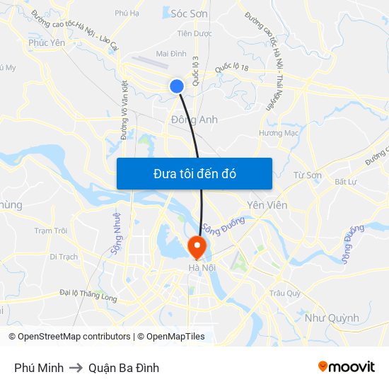 Phú Minh to Quận Ba Đình map