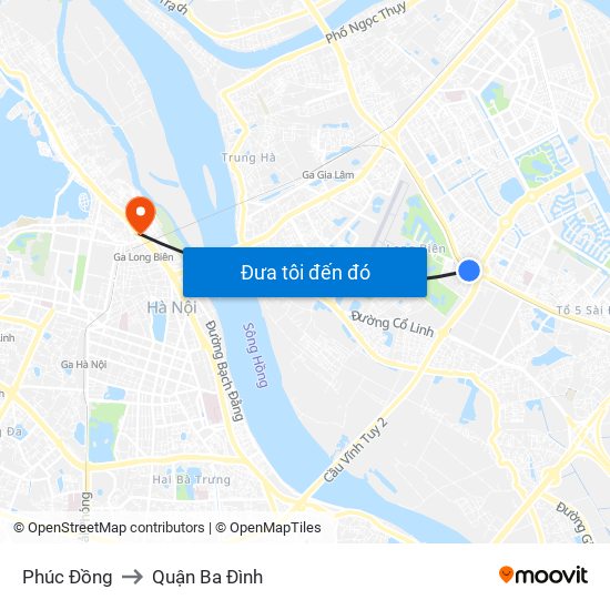 Phúc Đồng to Quận Ba Đình map