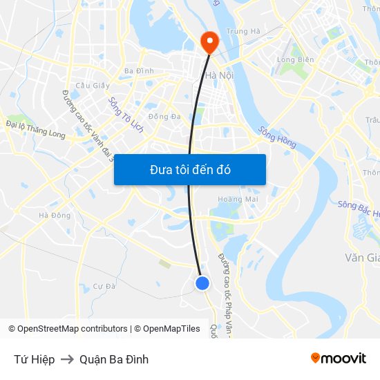 Tứ Hiệp to Quận Ba Đình map