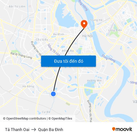 Tả Thanh Oai to Quận Ba Đình map