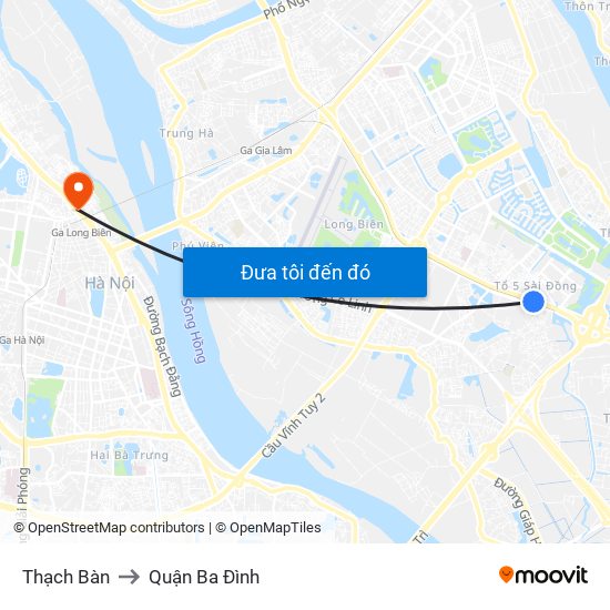 Thạch Bàn to Quận Ba Đình map