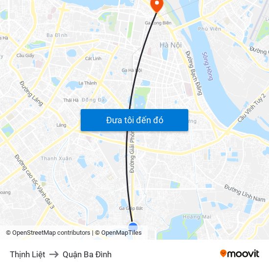 Thịnh Liệt to Quận Ba Đình map