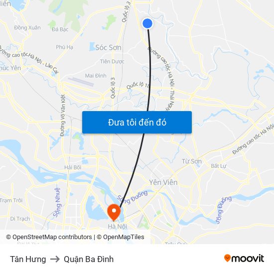 Tân Hưng to Quận Ba Đình map