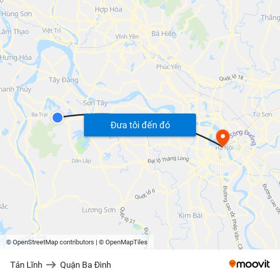 Tản Lĩnh to Quận Ba Đình map