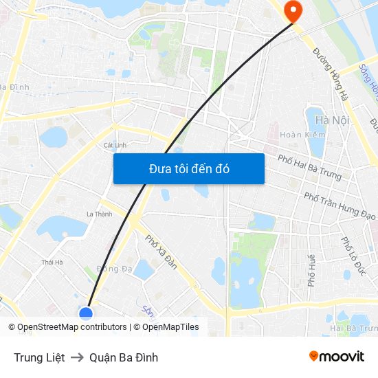 Trung Liệt to Quận Ba Đình map