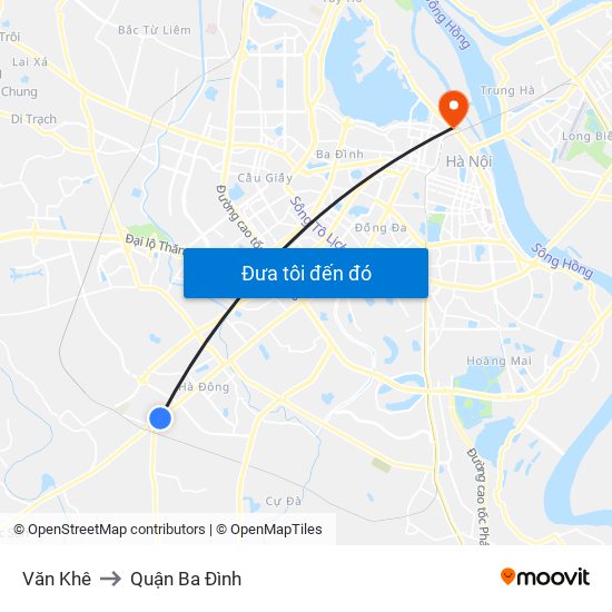 Văn Khê to Quận Ba Đình map