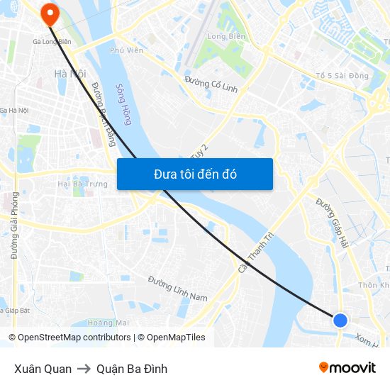 Xuân Quan to Quận Ba Đình map