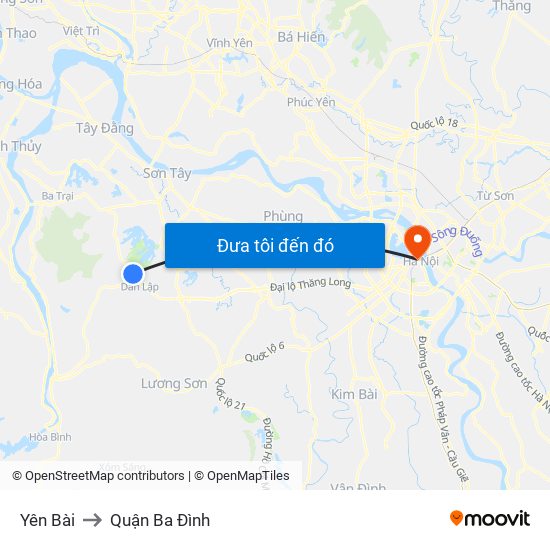 Yên Bài to Quận Ba Đình map