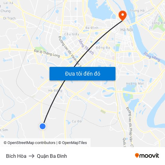 Bích Hòa to Quận Ba Đình map
