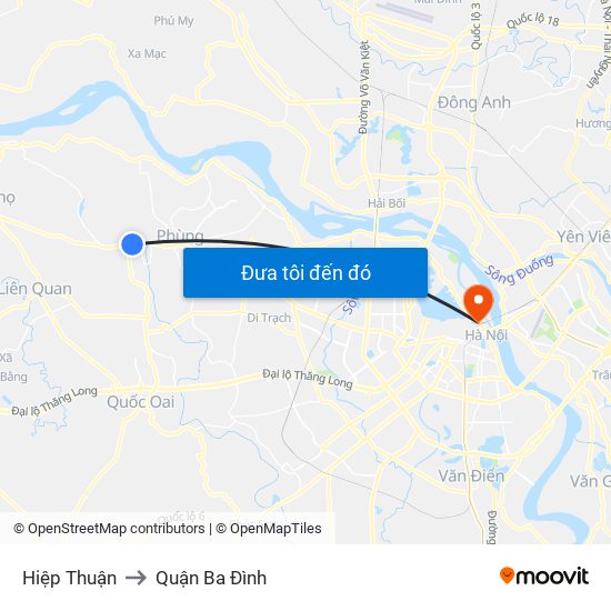 Hiệp Thuận to Quận Ba Đình map