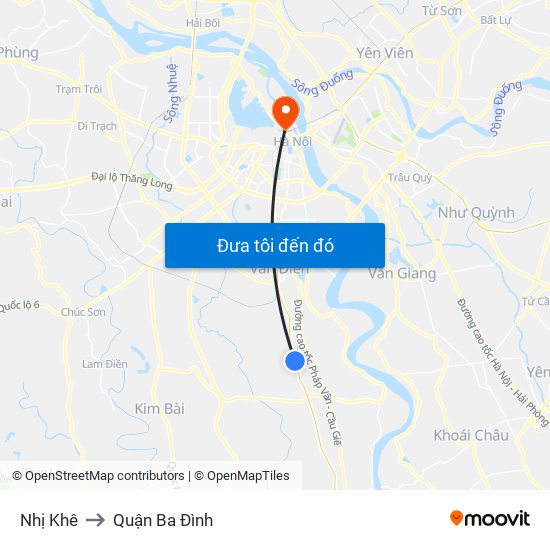 Nhị Khê to Quận Ba Đình map